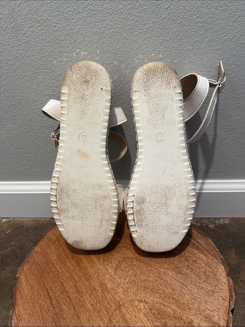 SHEIN White Platform Sandals with Gold Stud Detail - Picture 3 of 4
